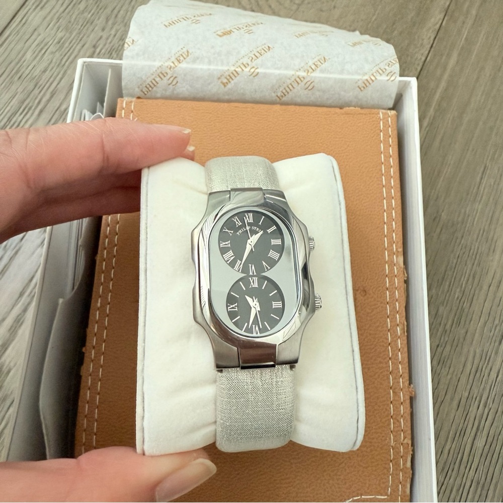 Philip Stein Teslar Signature Dual Face Watch Silver with Box - Picture 3 of 11